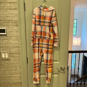 Kids cat & Jack plaid Hooded Onesie